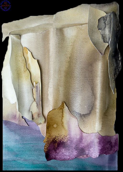 Malta - Blue Grotto Cave with an unusual purple line at water level that is maybe caused by pollution